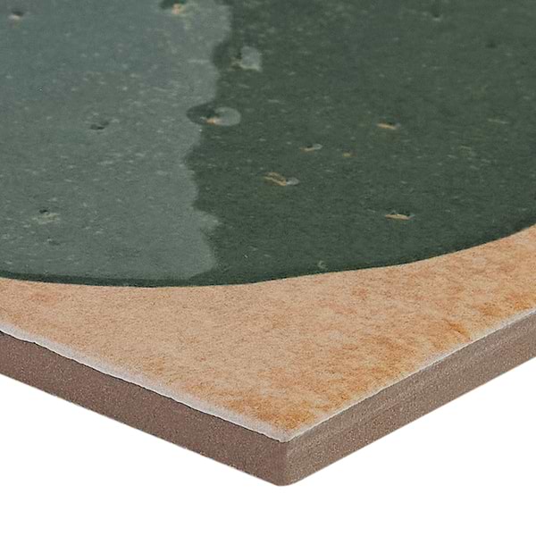 Essa Deco Green 6x6 Terracotta Look Polished and Matte Porcelain Tile in Green, Terracotta, View 8, open zoomed image