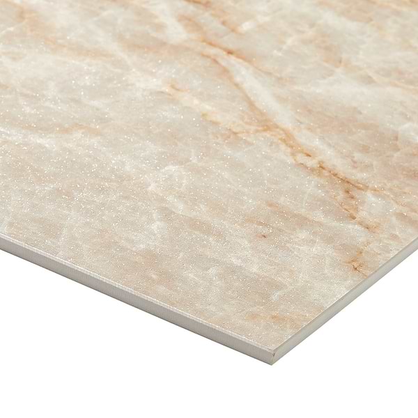 Grand Taj Mahal Lux Shimmer Champagne Beige 24x48 Stone Look Polished Porcelain Tile in Beige, View 8, open zoomed image