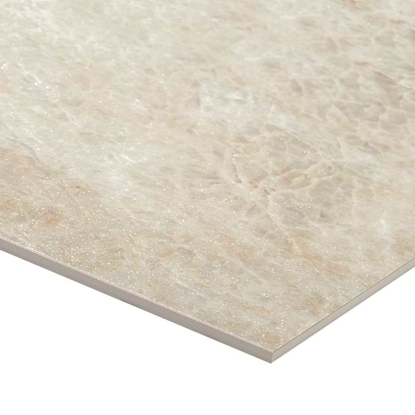 Grand Taj Mahal Lux Shimmer Fawn Beige 24x48 Stone Look Polished Porcelain Tile in Beige, View 8, open zoomed image