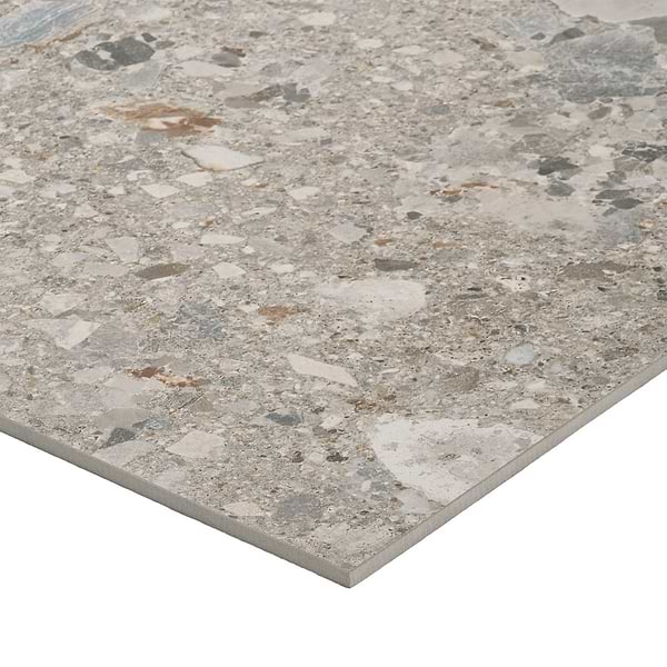 Rizo Earth Gray 24x24 Terrazzo Look Matte Porcelain Tile
