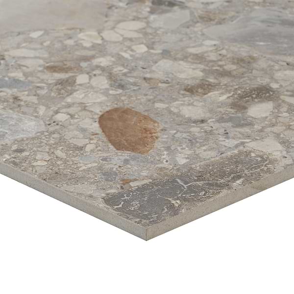 Rizo Earth Gray 48x48 Terrazzo Look Matte Porcelain Tile