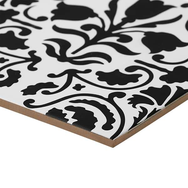 Elowynn Belle Eclipse White 8x8 Matte Porcelain Tile by Kravet in Black, White, View 8, open zoomed image