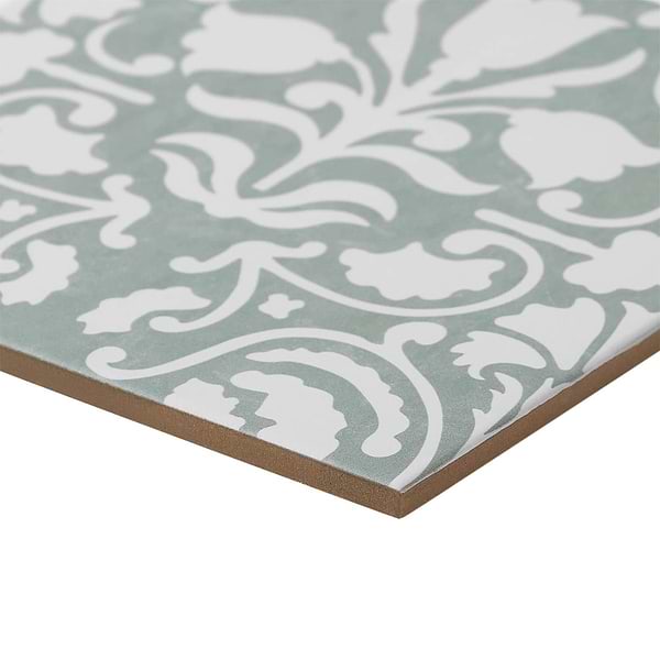 Elowynn Belle Seafoam Green 8x8 Matte Porcelain Tile by Kravet in Green, White, View 8, open zoomed image