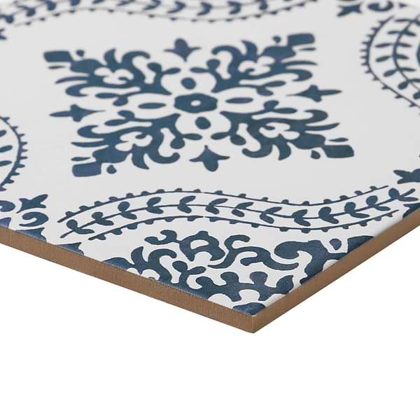 Elowynn Flora Cove White 8x8 Matte Porcelain Tile by Kravet in Blue, White, View 8, open zoomed image