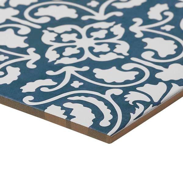 Elowynn Haven & Belle Marina Blue 8x8 Matte Porcelain Tile by Kravet in Blue, White, View 8, open zoomed image