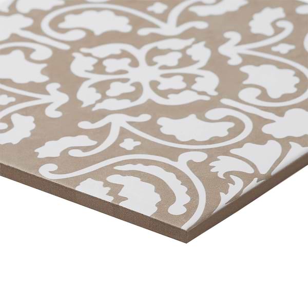Elowynn Haven & Belle Sand Beige 8x8 Matte Porcelain Tile by Kravet in Blue, White, View 8, open zoomed image
