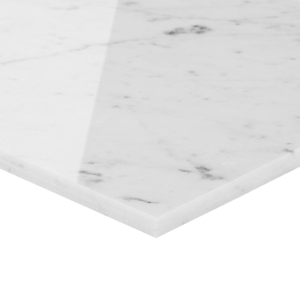 Bianco Carrara Premium "C" 12x24 Polished Marble Tile in White, View 8, open zoomed image