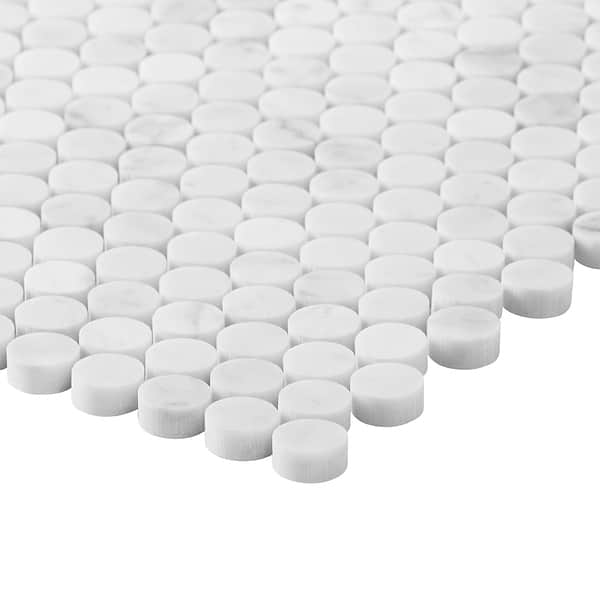 Bianco Carrara 1" Penny Round Honed Marble Mosaic Tile