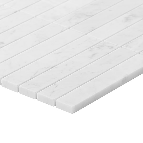 Bianco Carrara 1x6 Stacked Honed Marble Mosaic Tile