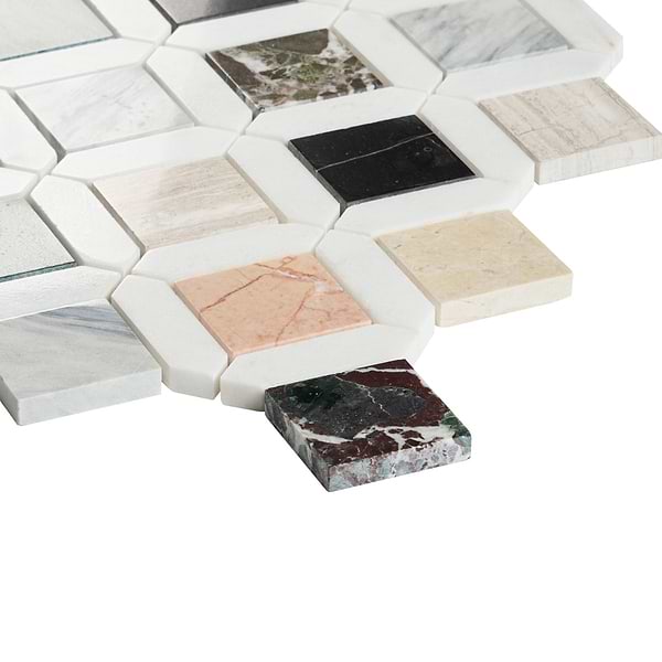 Nola Multicolor 2x2 Polished Marble Mosaic Tile in Multicolor, View 8, open zoomed image