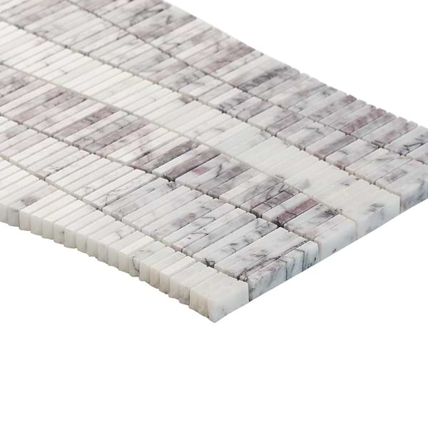 Ladera Lilac Honed Marble Wave Micro Mosaic Tile in White, Purple, View 8, open zoomed image