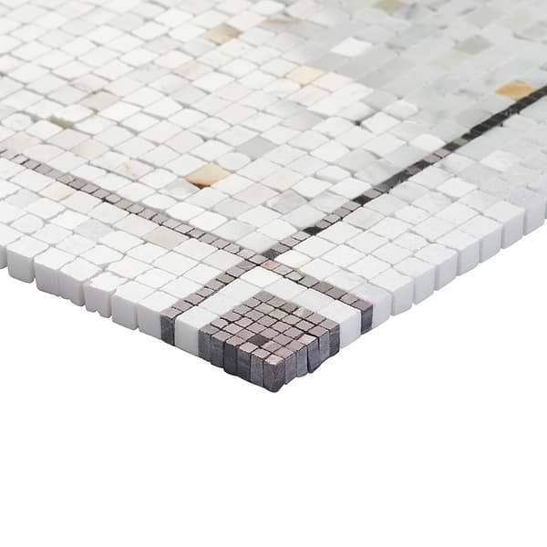 Lattica Calacatta Gold Polished Marble Micro Mosaic Tile in White, Black, View 8, open zoomed image