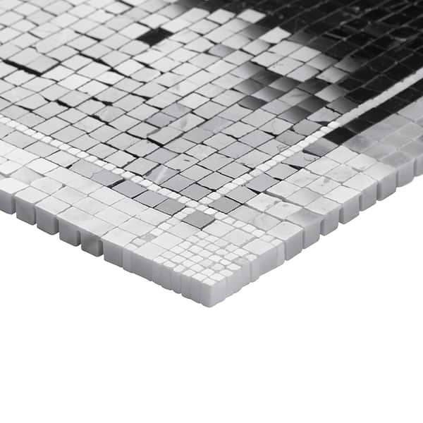Lattica Nero Marquina Polished Marble Micro Mosaic Tile in Black, White, View 8, open zoomed image