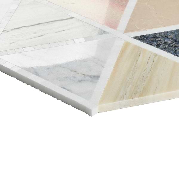 Valerie Multicolor 6" Triangle Polished Marble Mosaic Tile in Multicolor, View 8, open zoomed image