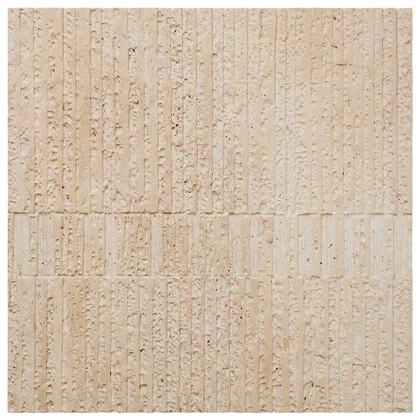 Stretto Carved Cream Travertine 16x16 Vein Cut Unfilled Honed Tile in Cream, View 8, open zoomed image