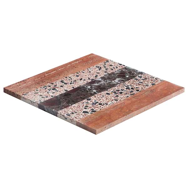 Elizabeth Sutton Arc Linear Canyon Terracotta 12x12 Honed Marble and Terrazzo Mosaic Tile
