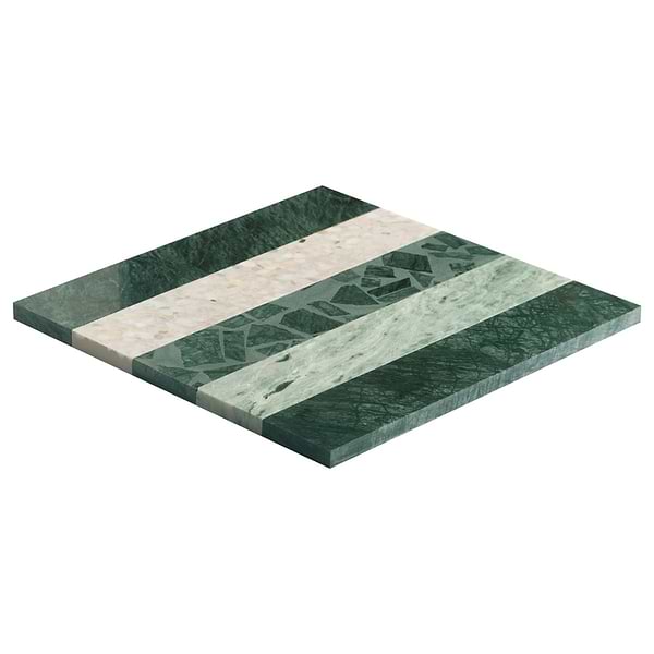 Elizabeth Sutton Arc Linear Forest Green 12x12 Honed Marble and Terrazzo Mosaic Tile