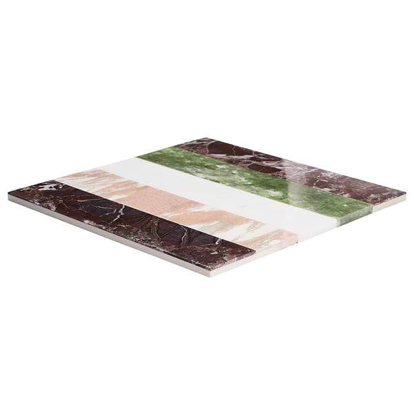Elizabeth Sutton Arc Stripes Rainbow Multicolor 12x12 Polished Marble Mosaic Tile