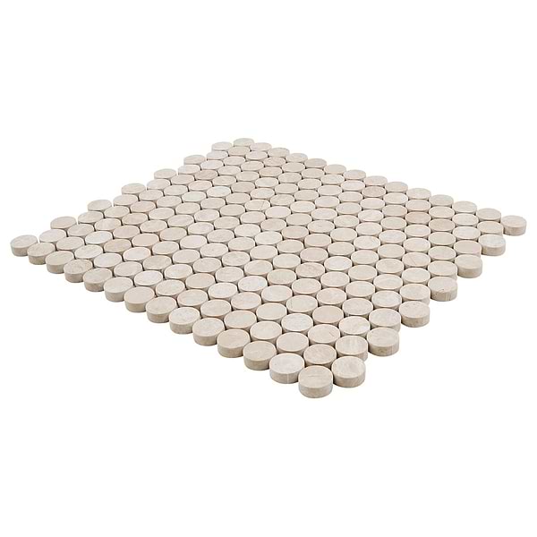 Cream Misto Beige 1" Penny Round Honed Marble Mosaic Tile