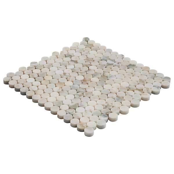 Calacatta Verde Premium 1" Penny Round Honed Marble Mosaic Tile