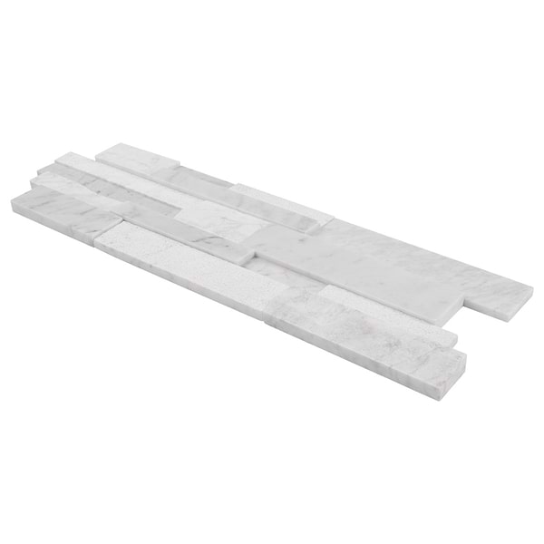 StackStone Bianco Carrara 3D Mixed Finish Marble Mosaic Tile