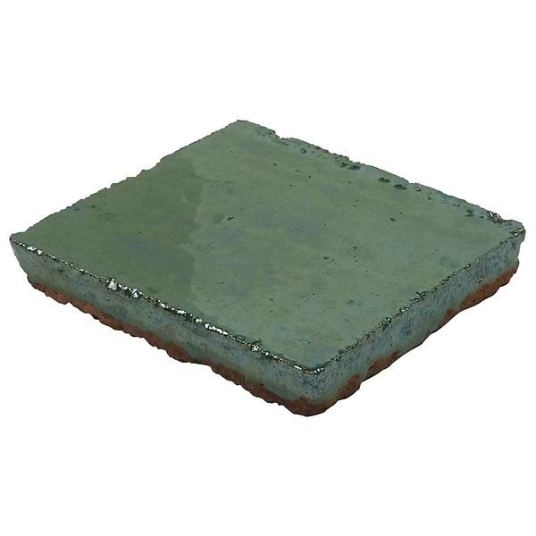 Terra Ember Aqua Blue 4x4 Handmade Metallic Crackled Glossy Terracotta Tile in Blue, View 8, open zoomed image