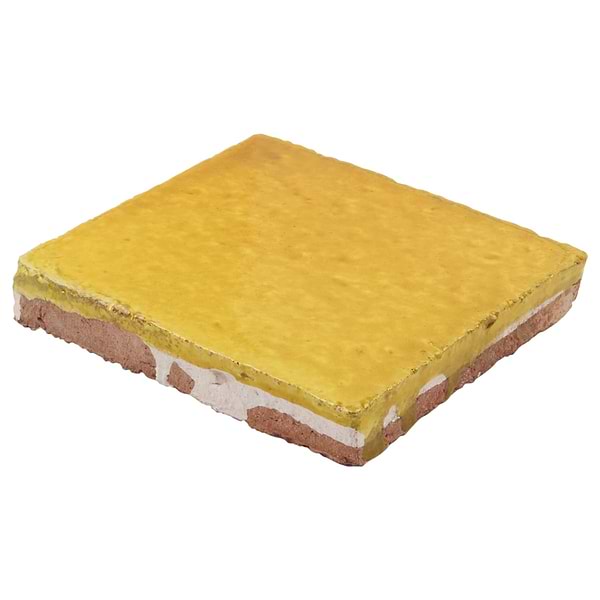 Terra Ember Canary Yellow 4x4 Handmade Crackled Glossy Terracotta Tile in Yellow, View 8, open zoomed image