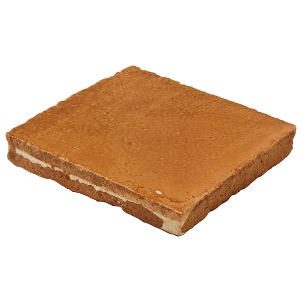 Terra Ember Ocre Brown 4x4 Handmade Crackled Glossy Terracotta Tile in Brown, View 8, open zoomed image