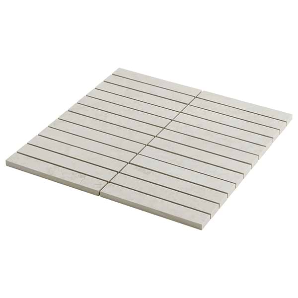Corretta Deco Bianco White 1x6 Stacked Semi-Polished Mosaic Tile in Warm White, View 8, open zoomed image