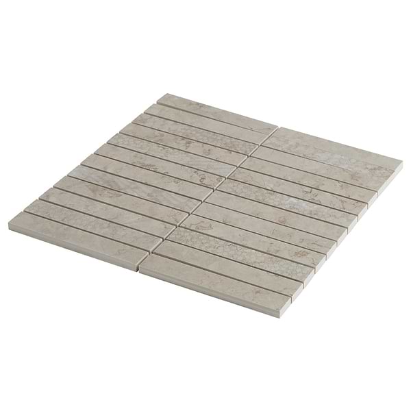 Corretta Deco Warm Gray 1x6 Stacked Semi-Polished Mosaic Tile in Gray, View 8, open zoomed image