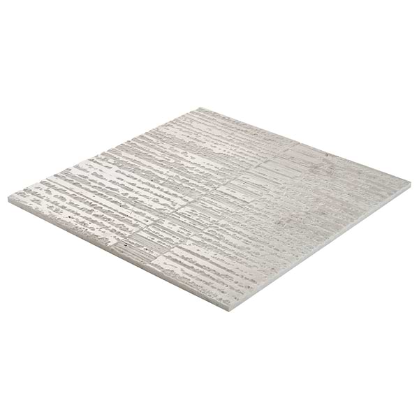 Stretto Carved Silver Travertine 16x16 Vein Cut Unfilled Honed Tile in Silver, View 8, open zoomed image