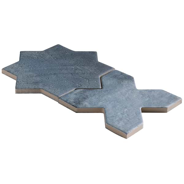 Parma Denim Blue Matte Star and Denim Blue Matte Cross 6" Terracotta Look Porcelain Tile