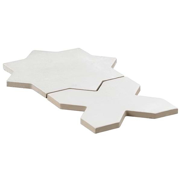 Parma White Matte Star and White Matte Cross 6" Terracotta Look Porcelain Tile