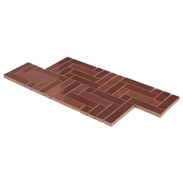 Zelora Chestnut Brown Herringbone Ceramic Mosaic Tile