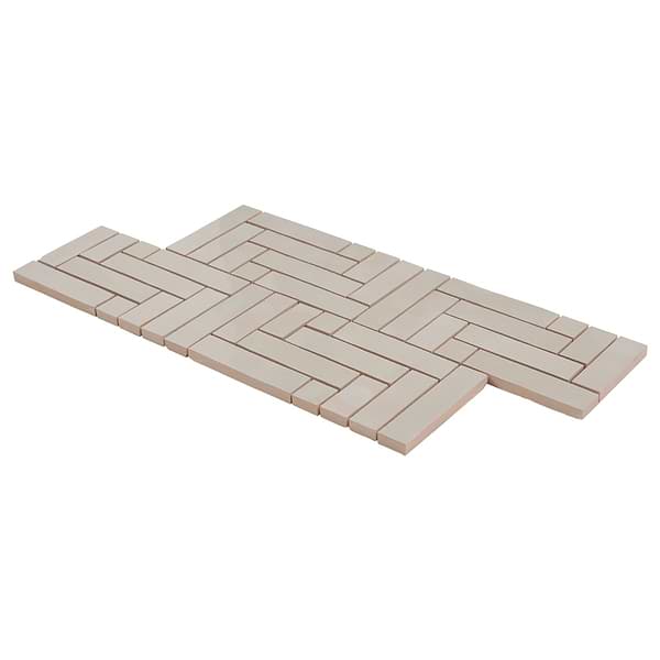 Zelora Linen Beige Herringbone Glossy Ceramic Mosaic Tile
