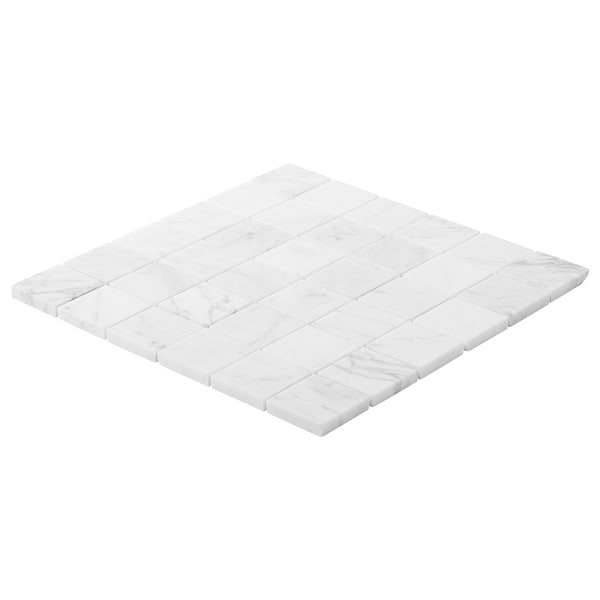 Bianco Carrara 2x2 Honed Marble Mosaic Tile in White, View 8, open zoomed image