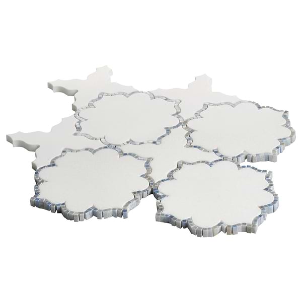 Ellsen Thassos and Blue Macauba Polished Marble Mosaic Tile by Kravet in White, Blue, View 8, open zoomed image