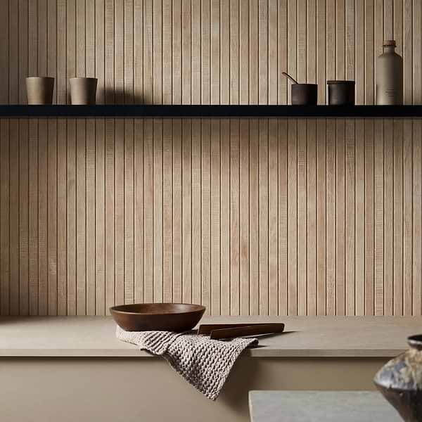Kenridge Ribbon Maple Brown 24x48 Wood Look Matte Fluted Porcelain Tile