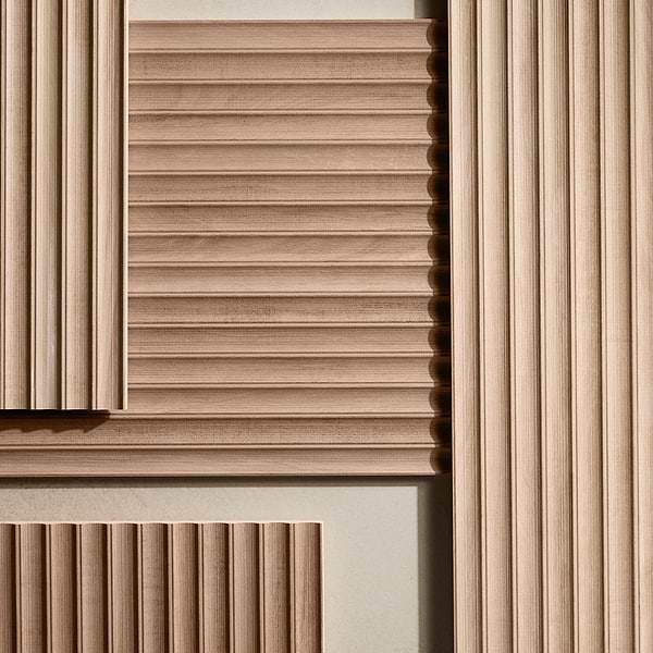 Arket Chestnut Brown 18x48 Fluted Wood Look Matte Ceramic Tile