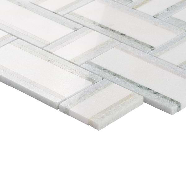 Esplanade Thassos and Blue Celeste Polished Marble Mosaic Tile