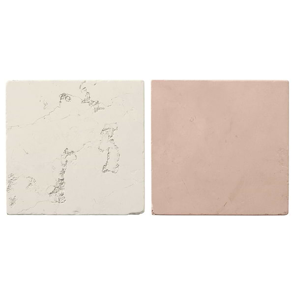 Bianco and Rosa Perlino 8x8 Tumbled Marble Checkerboard Tile