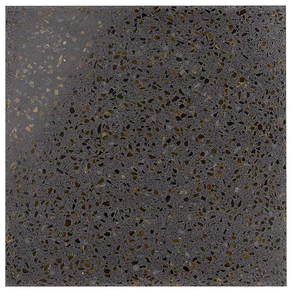 Veritas Terrazzo Sombra Charcoal with Gold 16x16 Polished Terrazzo Tile