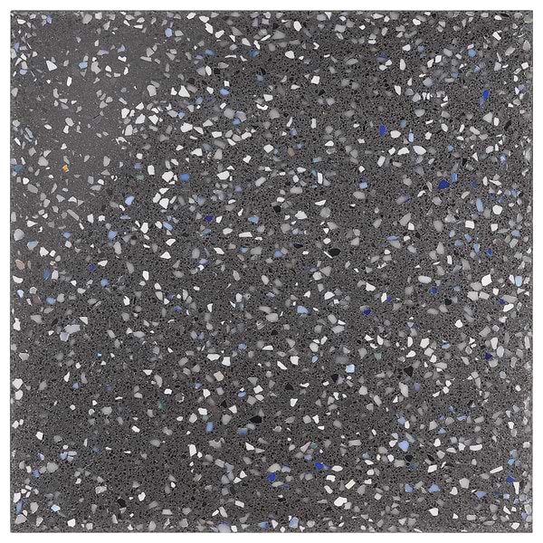 Veritas Terrazzo Sombra Charcoal with Nautical Blue 16x16 Polished Terrazzo Tile