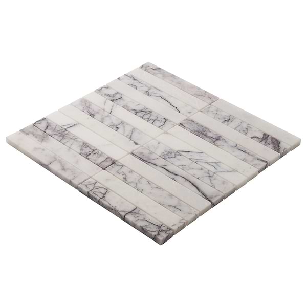 Lilac Premium 1x6 Stacked Honed Marble Mosaic TIle