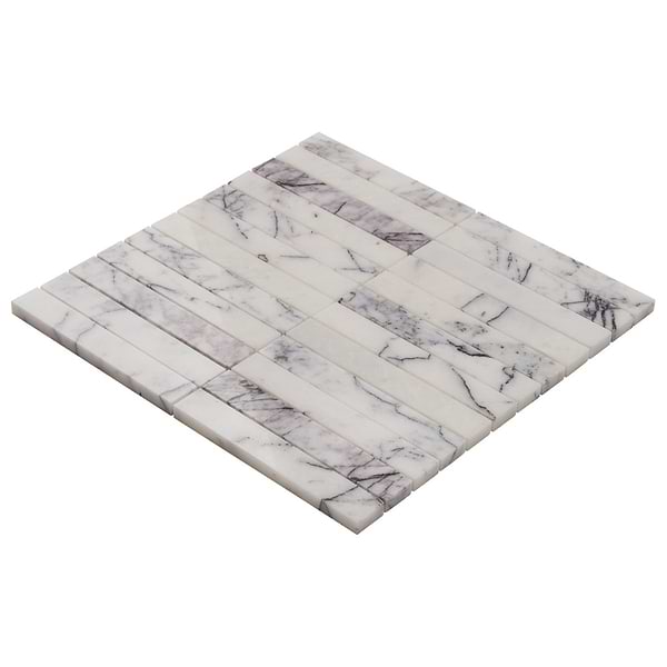 Lilac Premium 1x6 Stacked Polished Marble Mosaic TIle