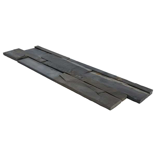 Tenerife Midnight Black 6x24 Splitface Slate Stacked Stone Tile