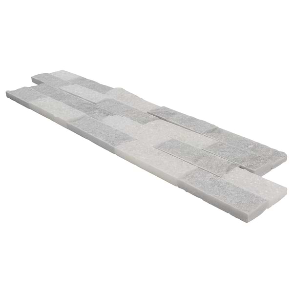 Tenerife Glacier Gray 6x24 Splitface Marble Stacked Stone Tile