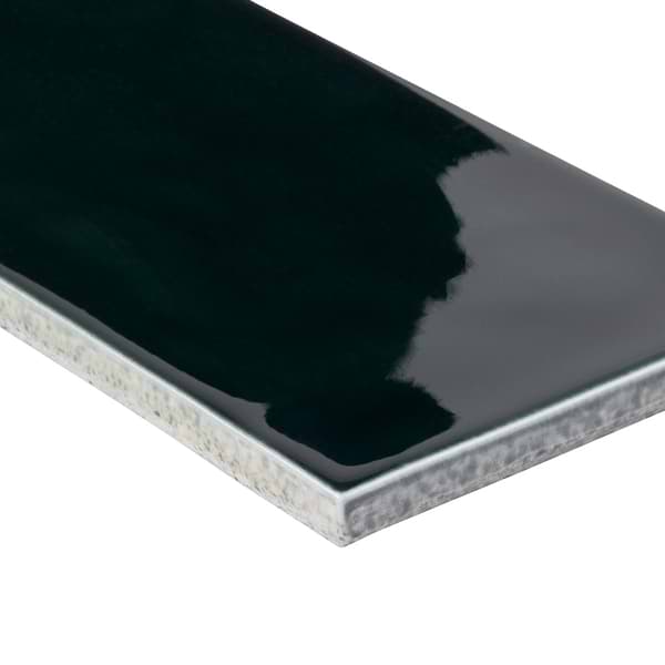 Nabi Subway Midnight Blue Green 4.5x9 Crackled Glossy Glass Tile