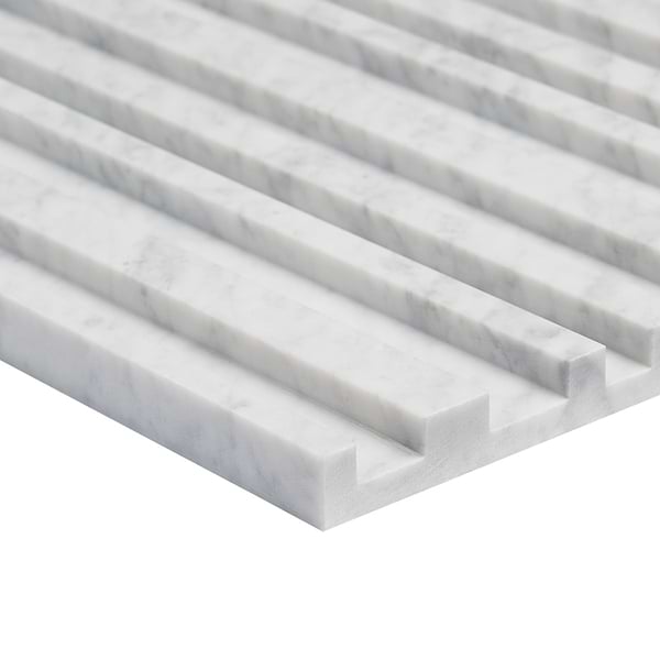 Stonework Barcode Carrara White 12x24 3D Polished Marble Tile