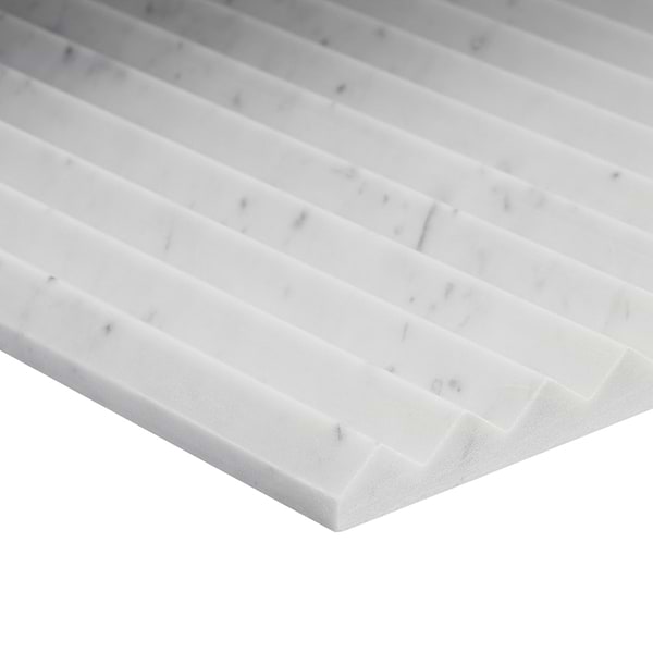 Stonework Peak Carrara White 12x24 3D Satin Marble Tile